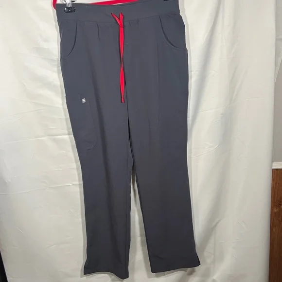 Figs Women's Gray Pants with Red Accents SZ L - Picture 3 of 13